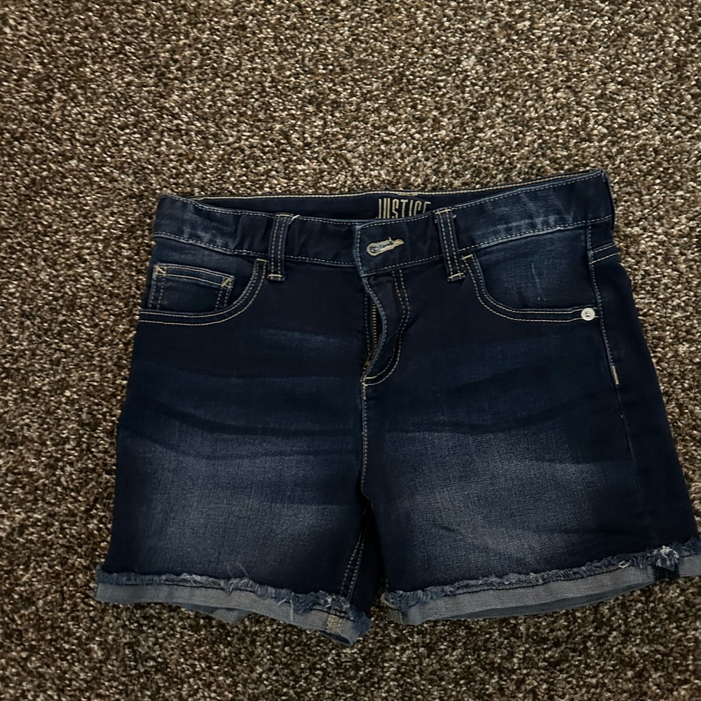 Justice dark wash denim shorts
